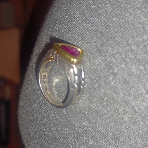 Designer John Atencio silver & 18k ring w/stone - Picture 4 of 7